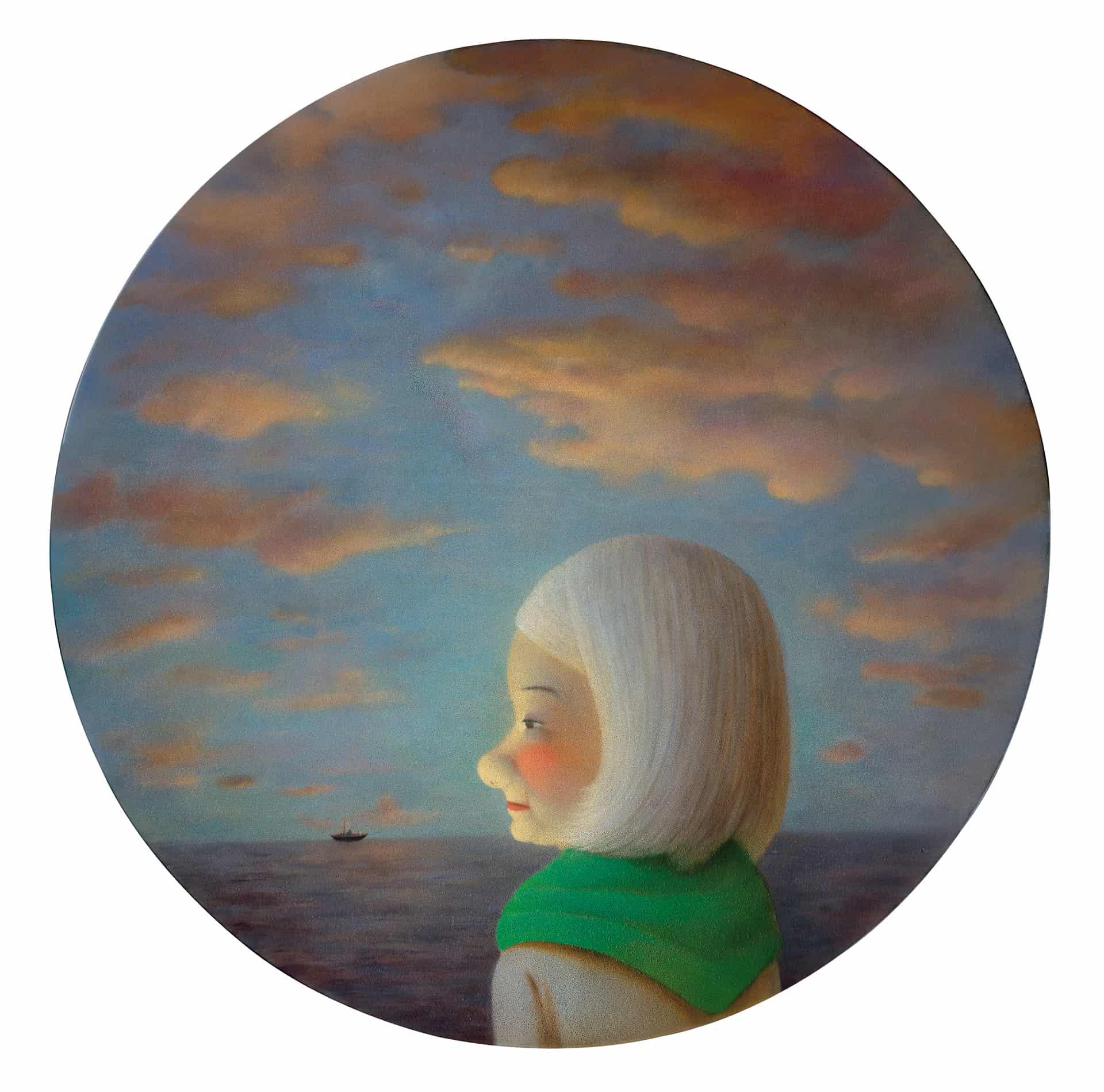 繫綠圍巾的奶奶