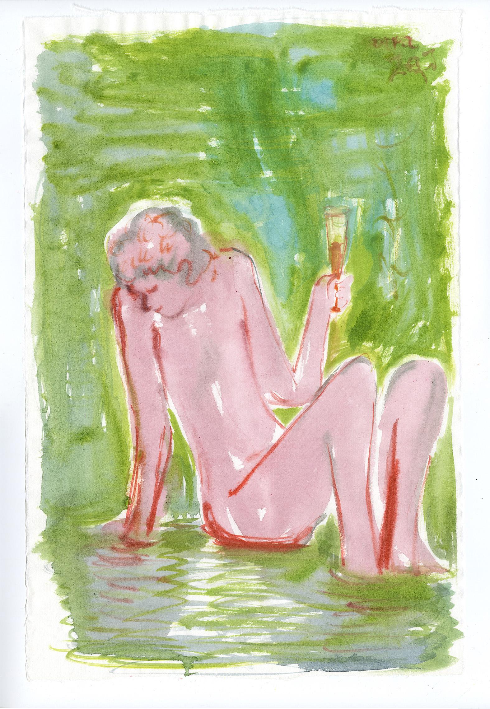 吳俊勇,《水仙少年》, 2024, 水粉紙本, 50x33cm